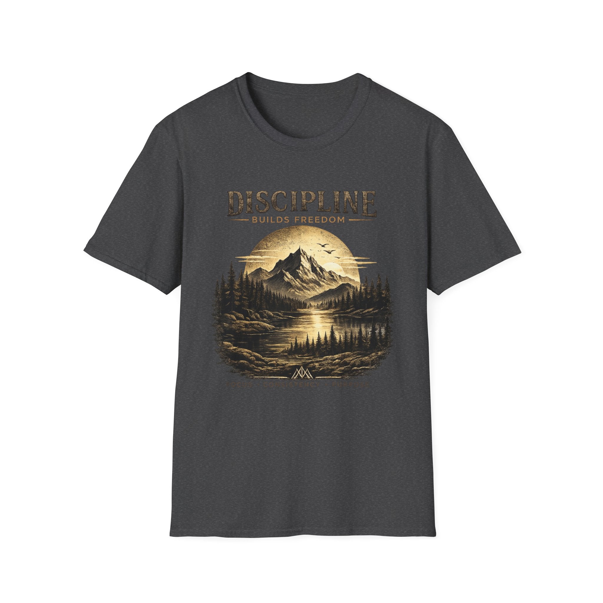 Discipline Builds Freedom Mountain T-Shirt — Inspirational Adventure Graphic Tee