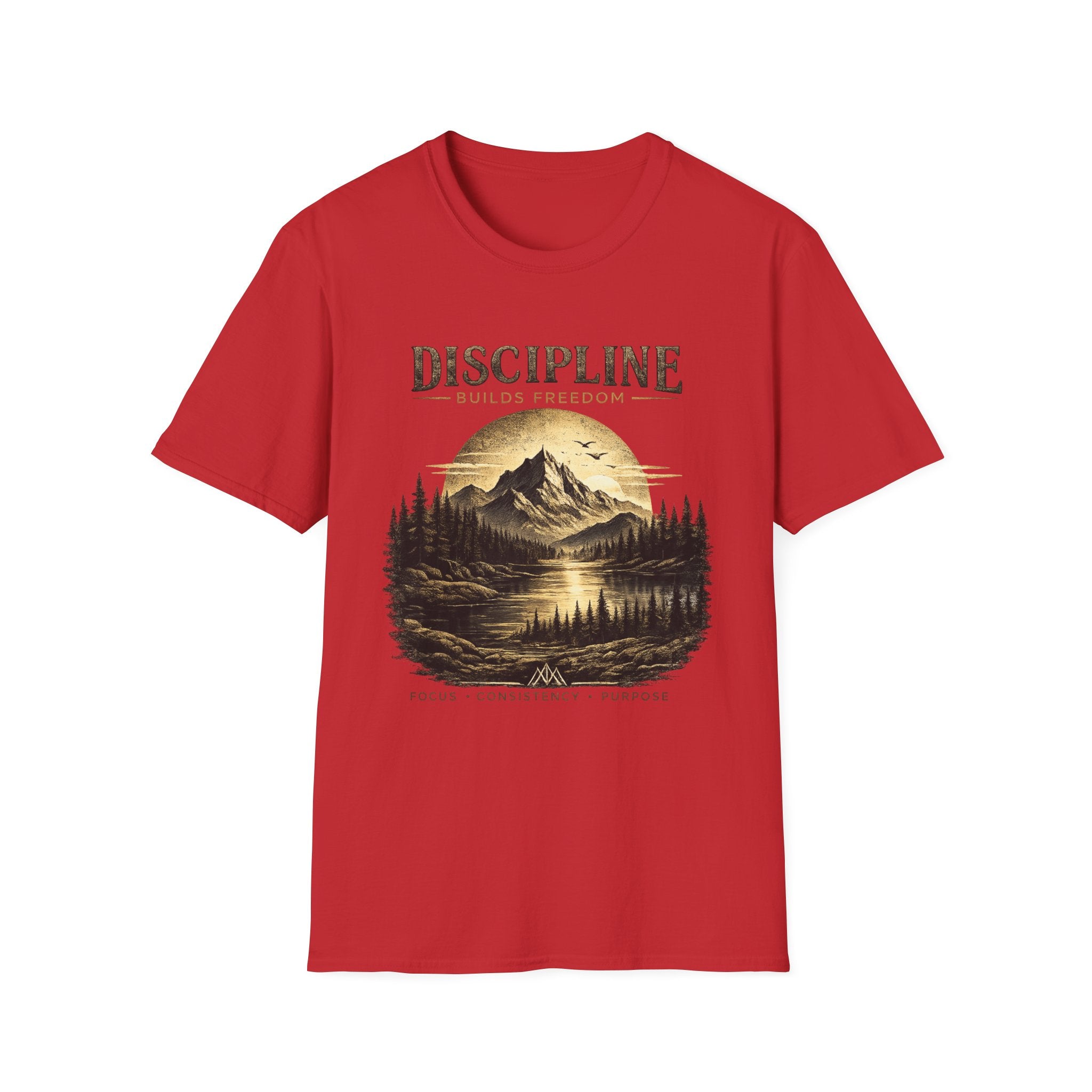 Discipline Builds Freedom Mountain T-Shirt — Inspirational Adventure Graphic Tee