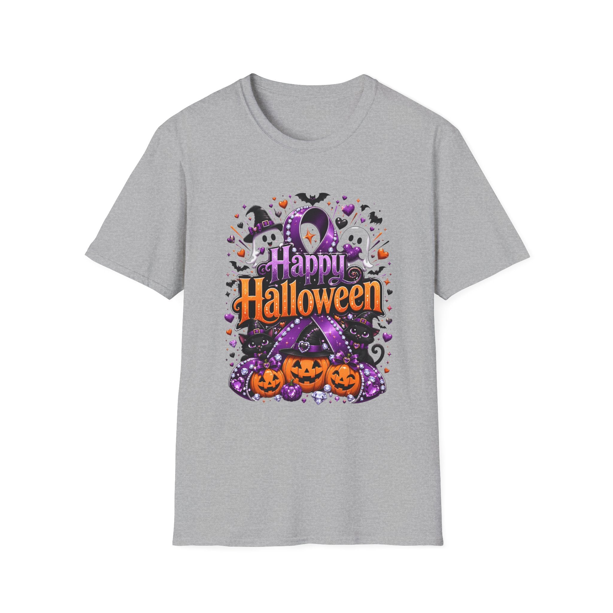 Halloween Ghosts & Pumpkins T-Shirt — "Happy Halloween" Graphic Tee