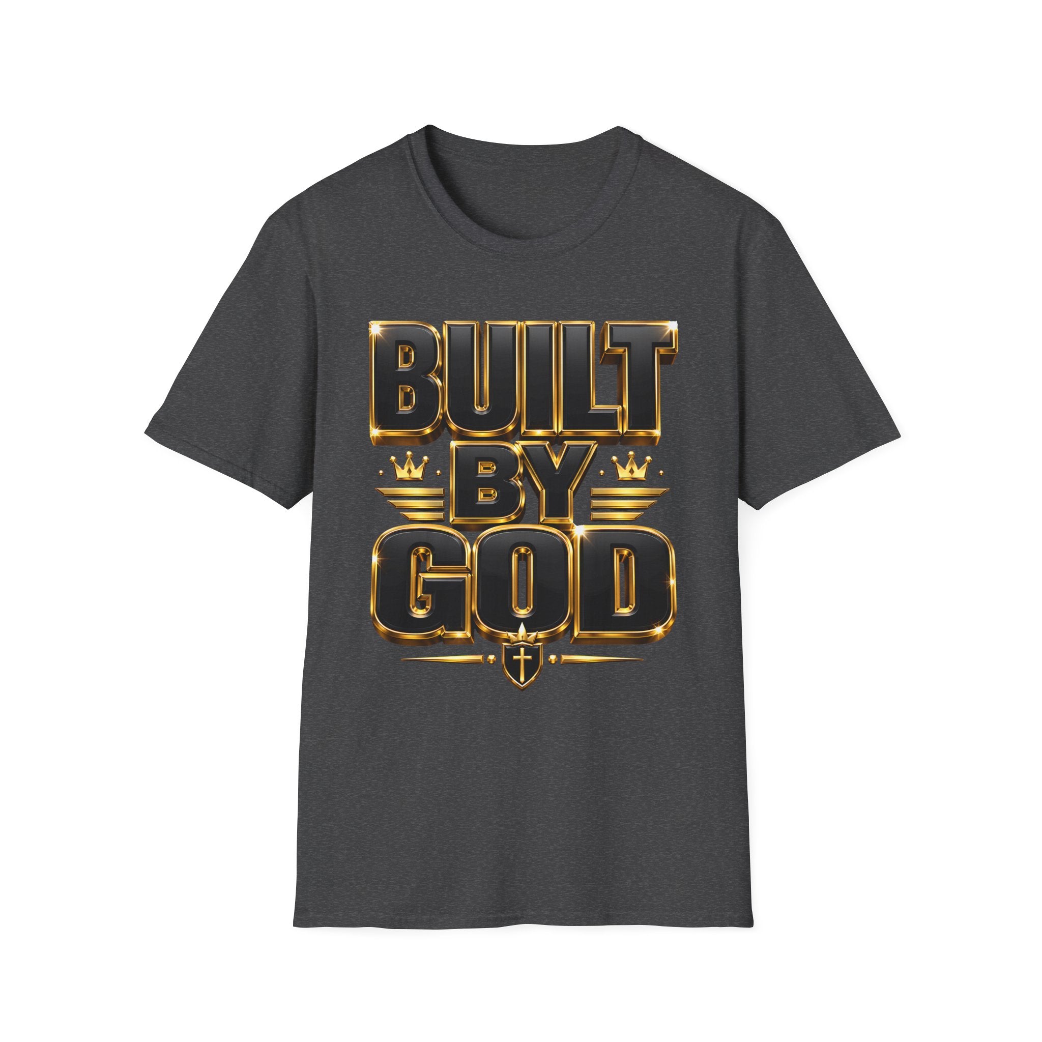 Built By God T-Shirt — Christian Faith Graphic Tee with Gold Crown Design