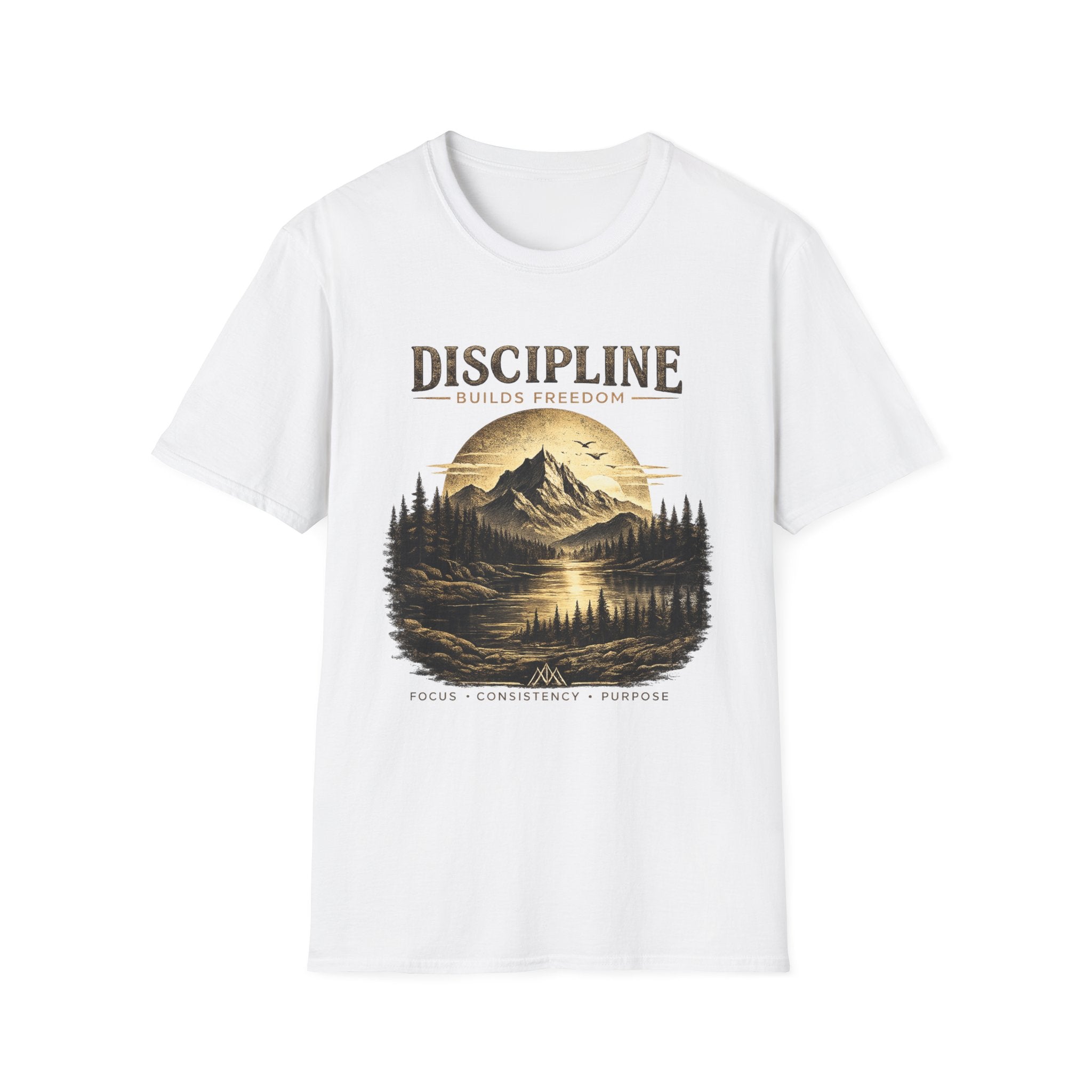 Discipline Builds Freedom Mountain T-Shirt — Inspirational Adventure Graphic Tee