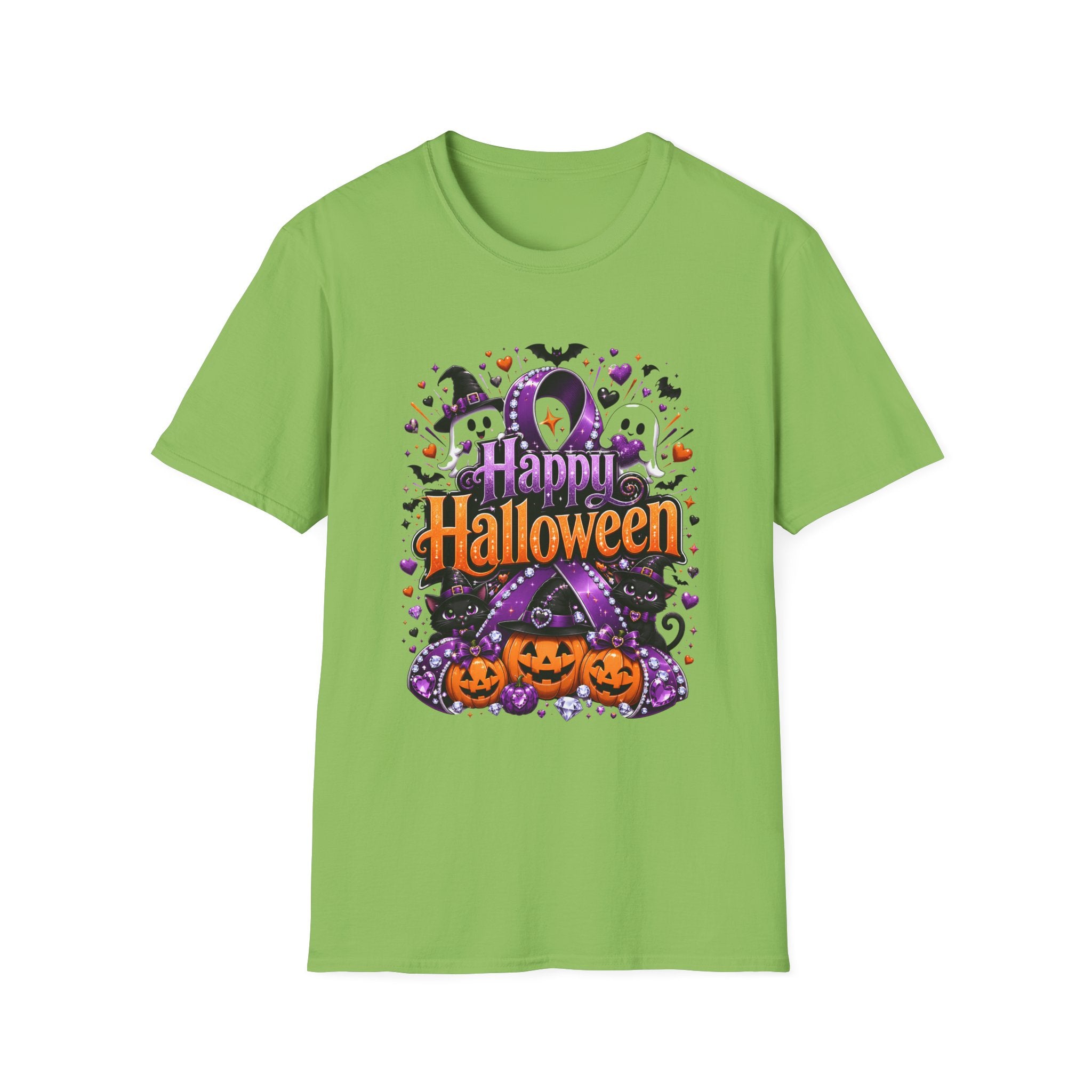 Halloween Ghosts & Pumpkins T-Shirt — "Happy Halloween" Graphic Tee