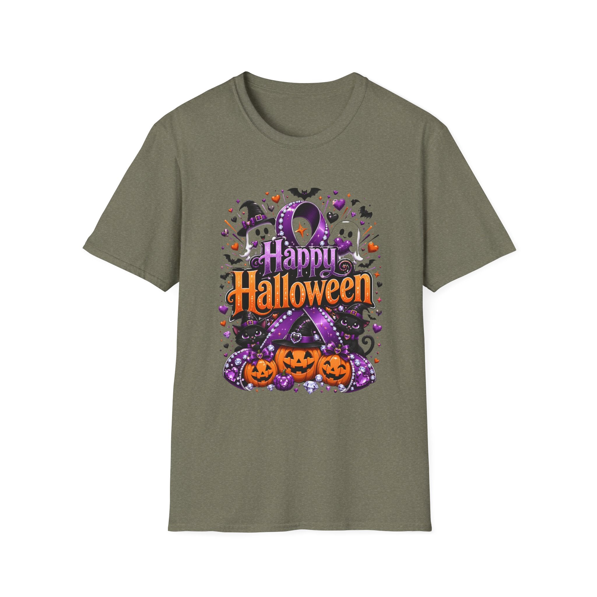 Halloween Ghosts & Pumpkins T-Shirt — "Happy Halloween" Graphic Tee