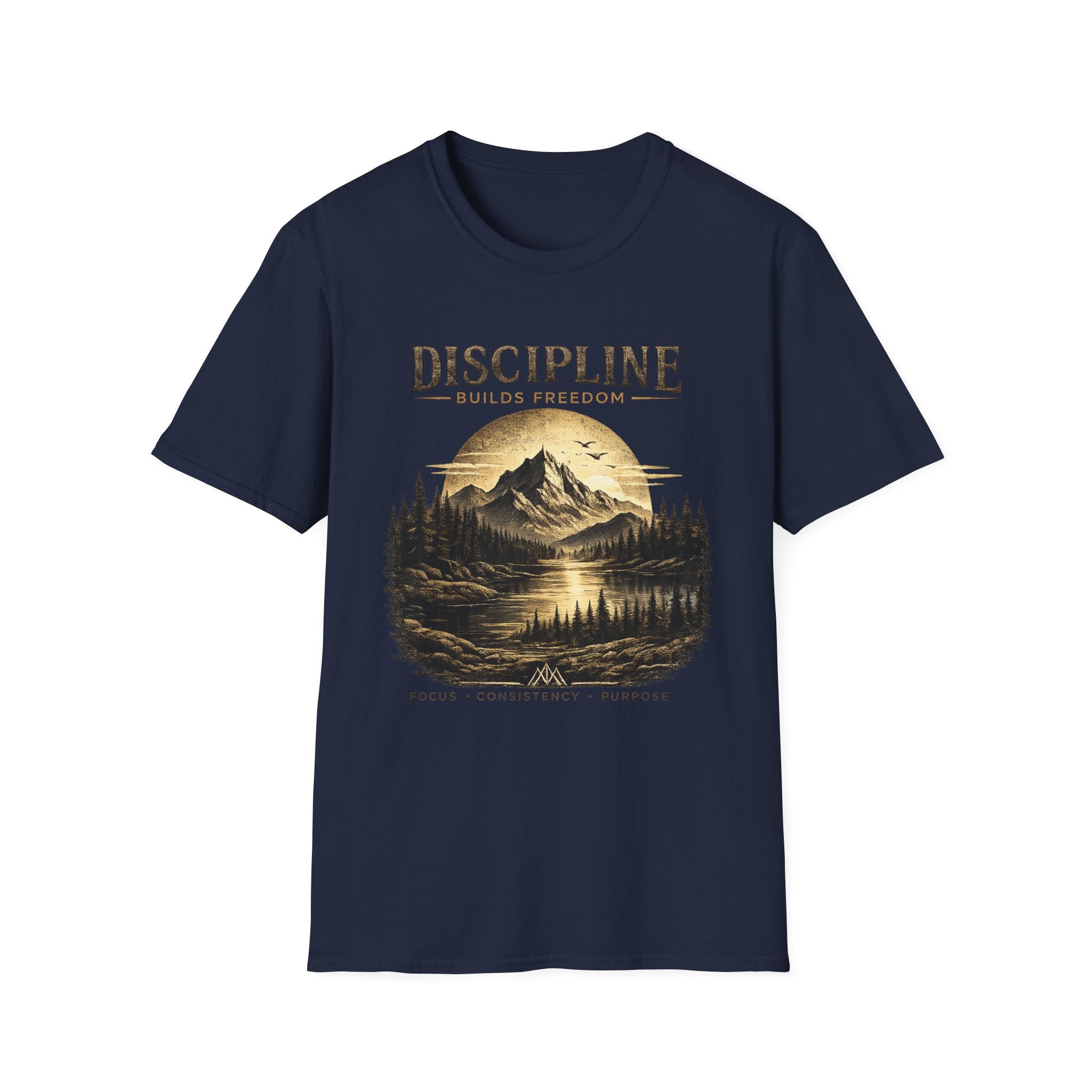Discipline Builds Freedom Mountain T-Shirt — Inspirational Adventure Graphic Tee
