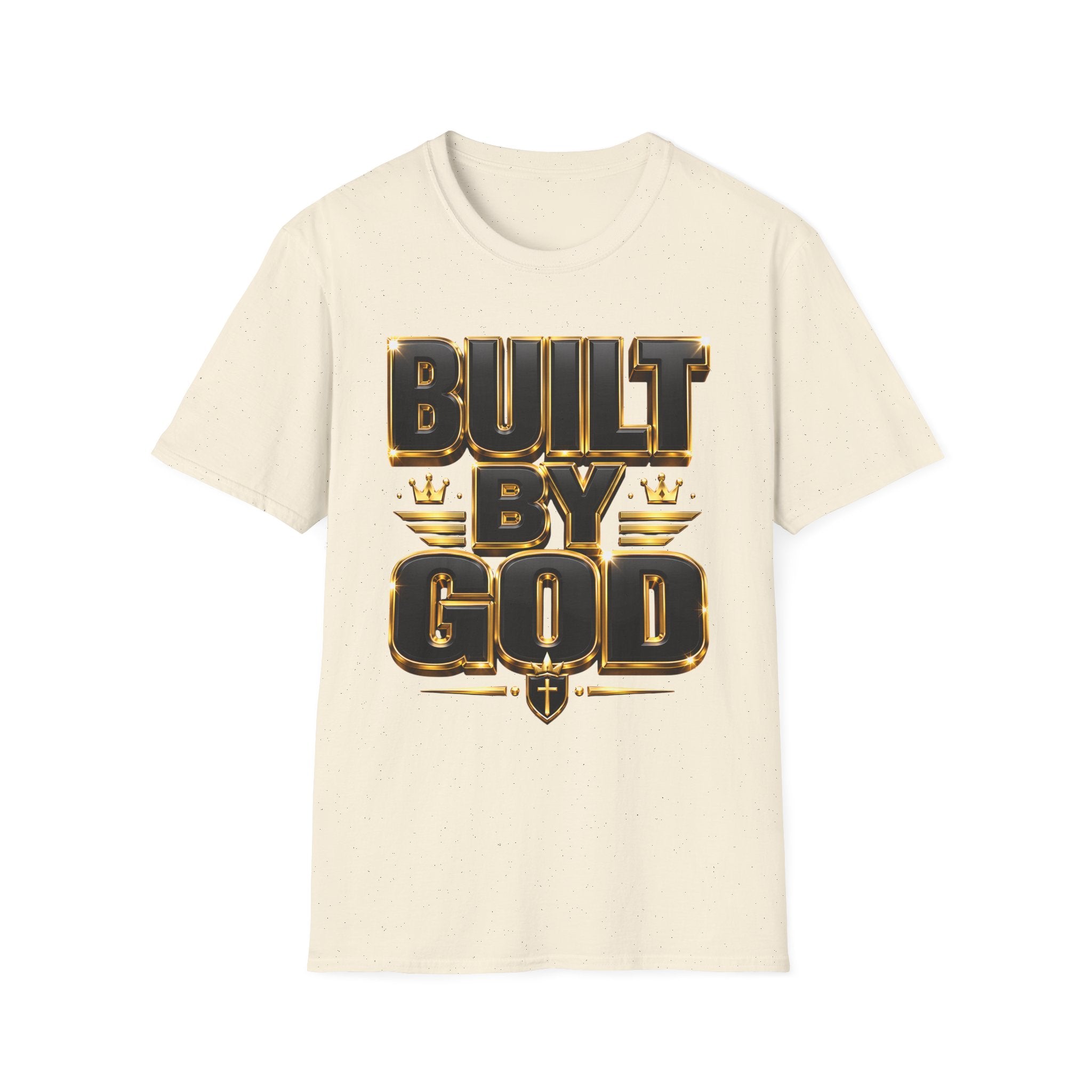 Built By God T-Shirt — Christian Faith Graphic Tee with Gold Crown Design