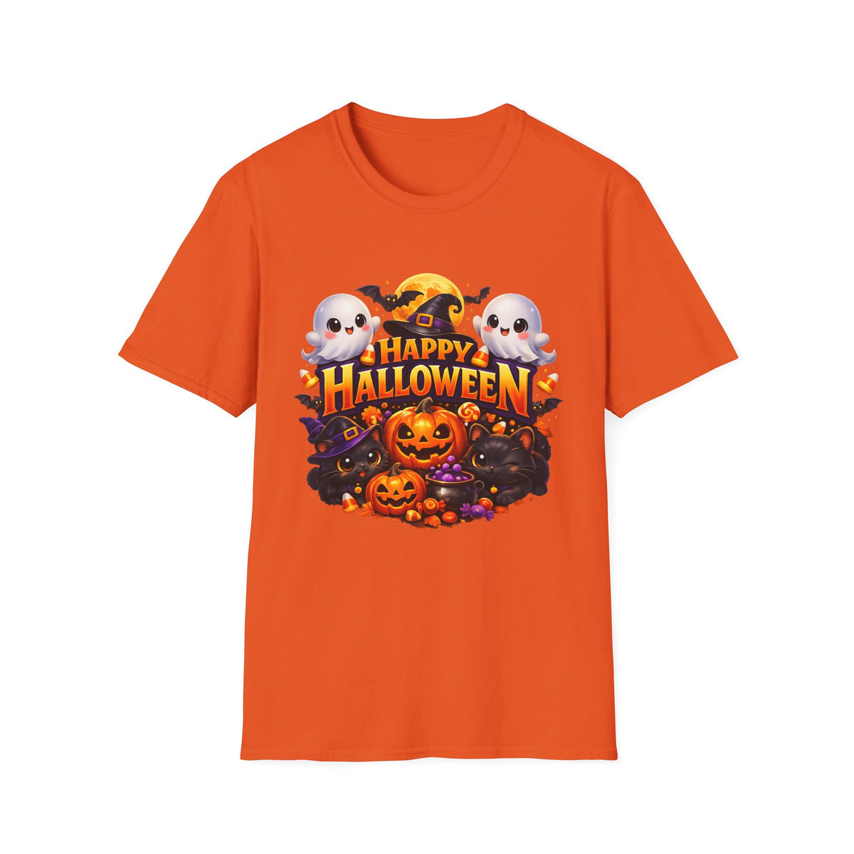 Happy Halloween T-Shirt — Cute Ghosts & Pumpkins Fall Tee