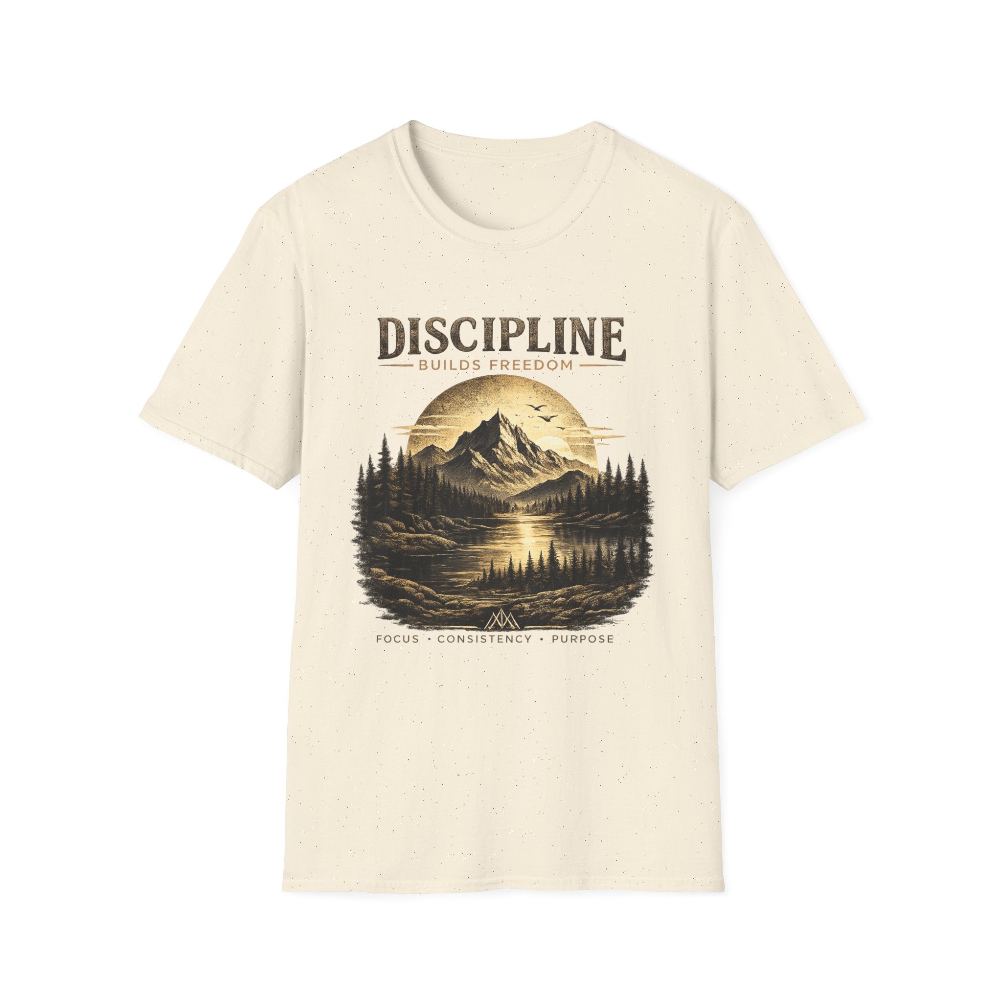 Discipline Builds Freedom Mountain T-Shirt — Inspirational Adventure Graphic Tee