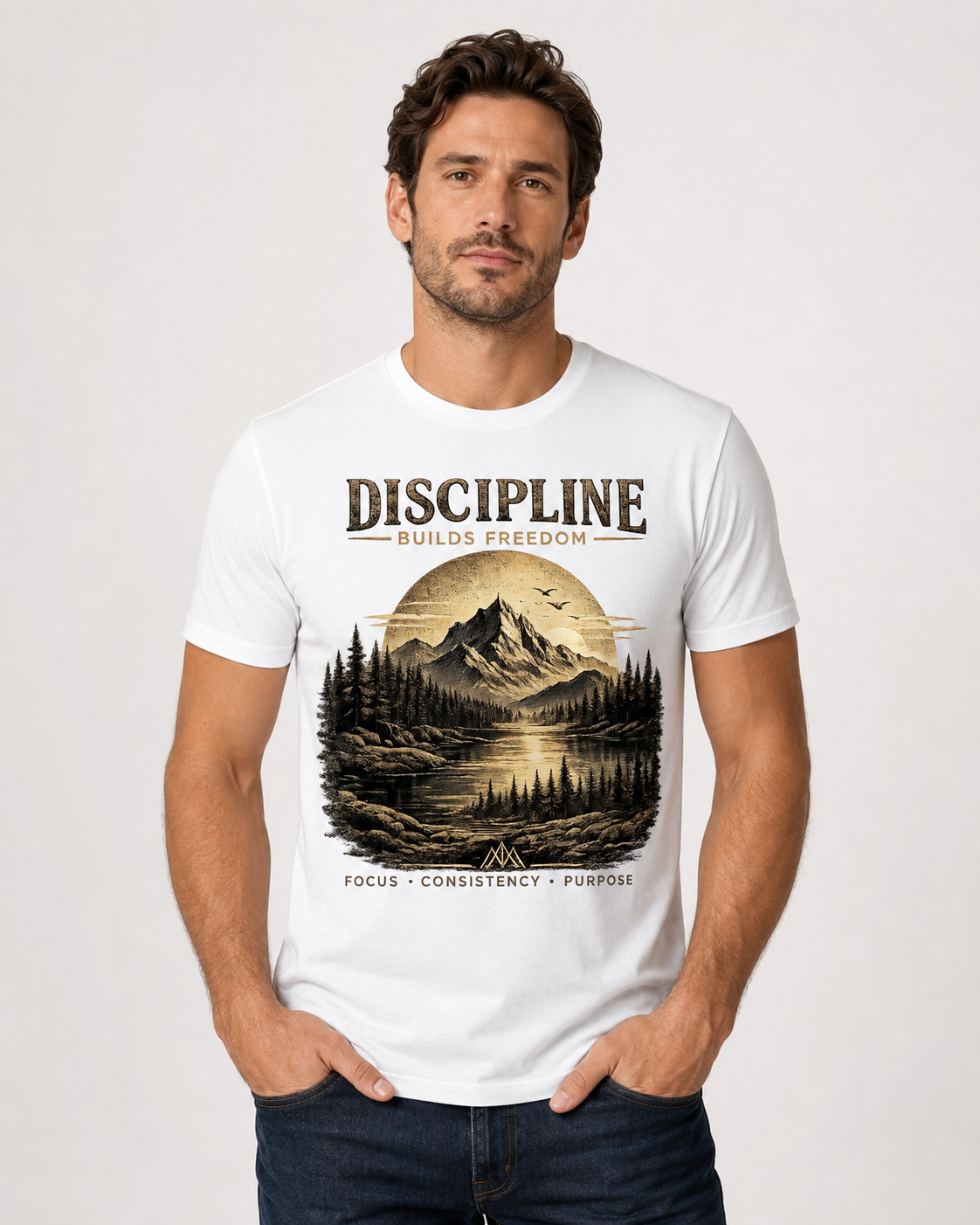 Discipline Builds Freedom Mountain T-Shirt — Inspirational Adventure Graphic Tee