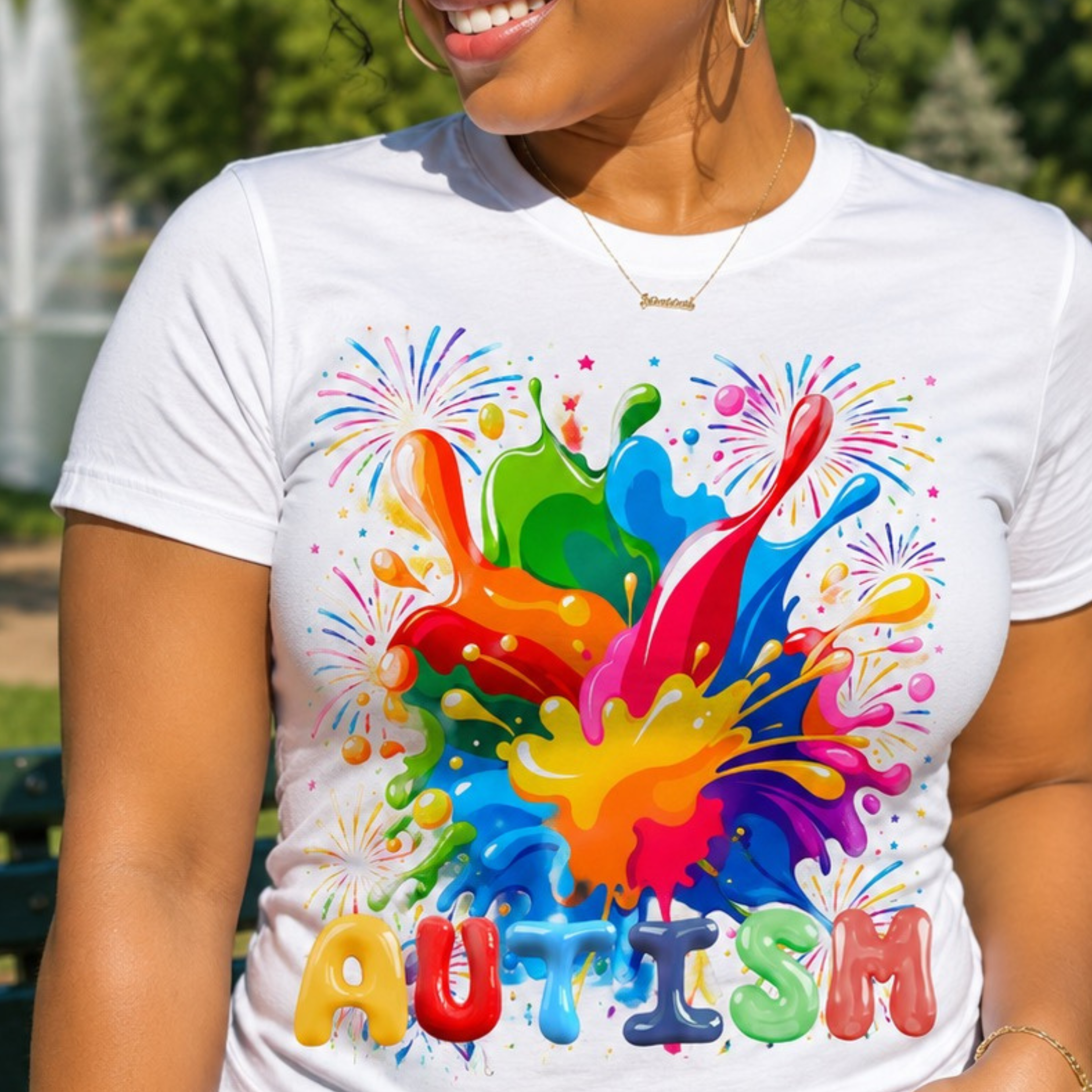 T-Shirt — Colorful Paint Splash Autism Awareness Tee