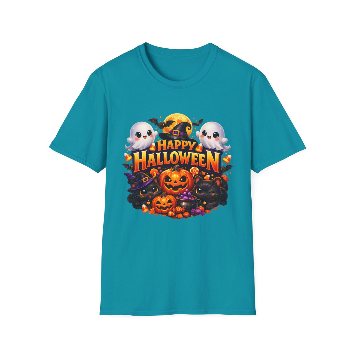 Happy Halloween T-Shirt — Cute Ghosts & Pumpkins Fall Tee