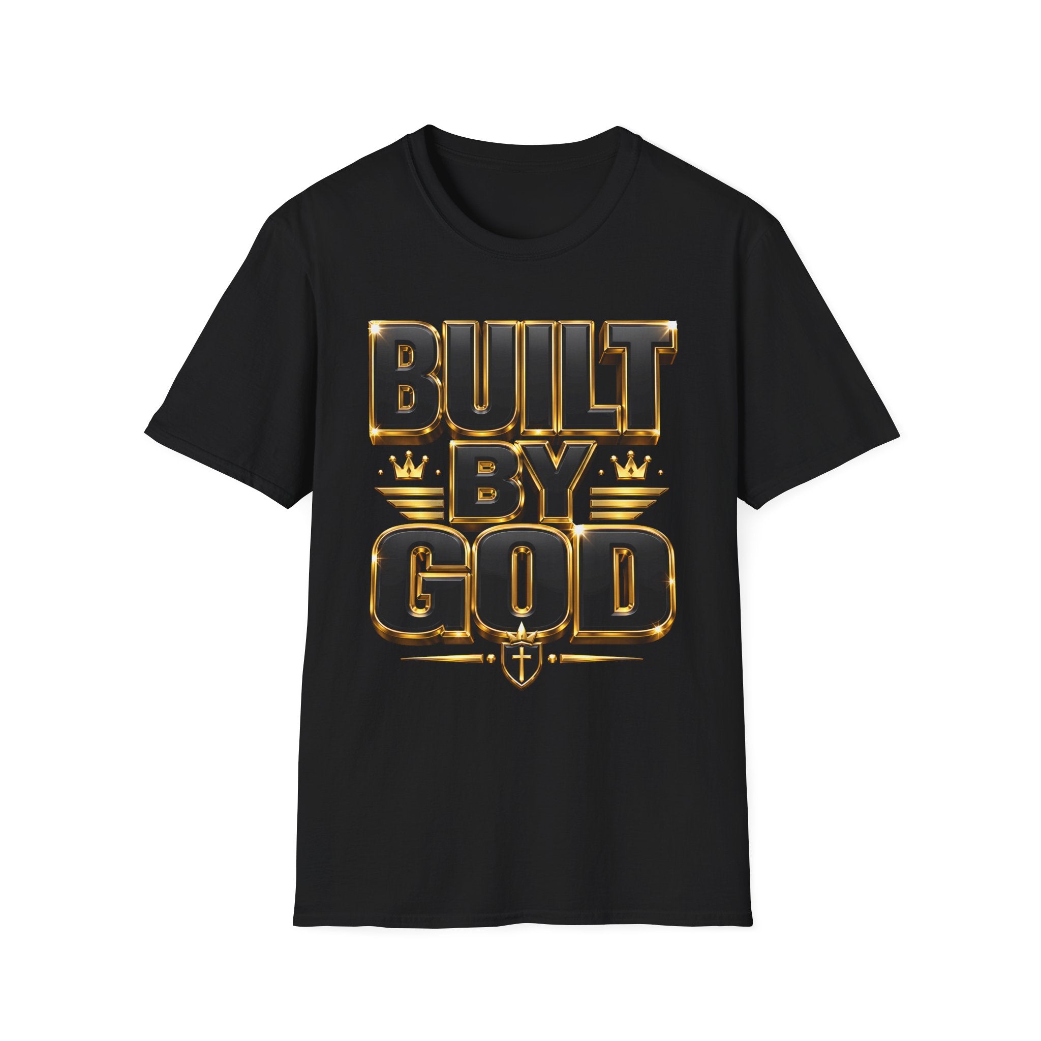 Built By God T-Shirt — Christian Faith Graphic Tee with Gold Crown Design
