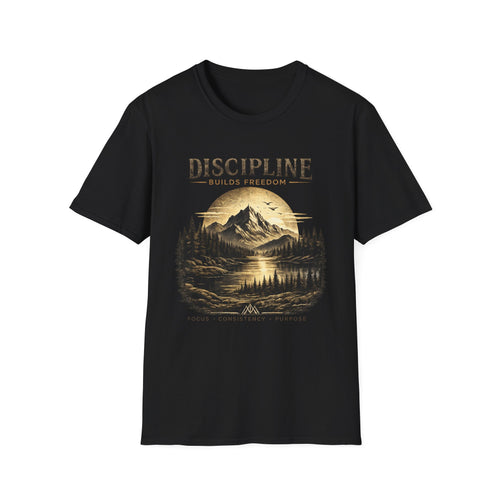 Discipline Builds Freedom Mountain T-Shirt — Inspirational Adventure Graphic Tee