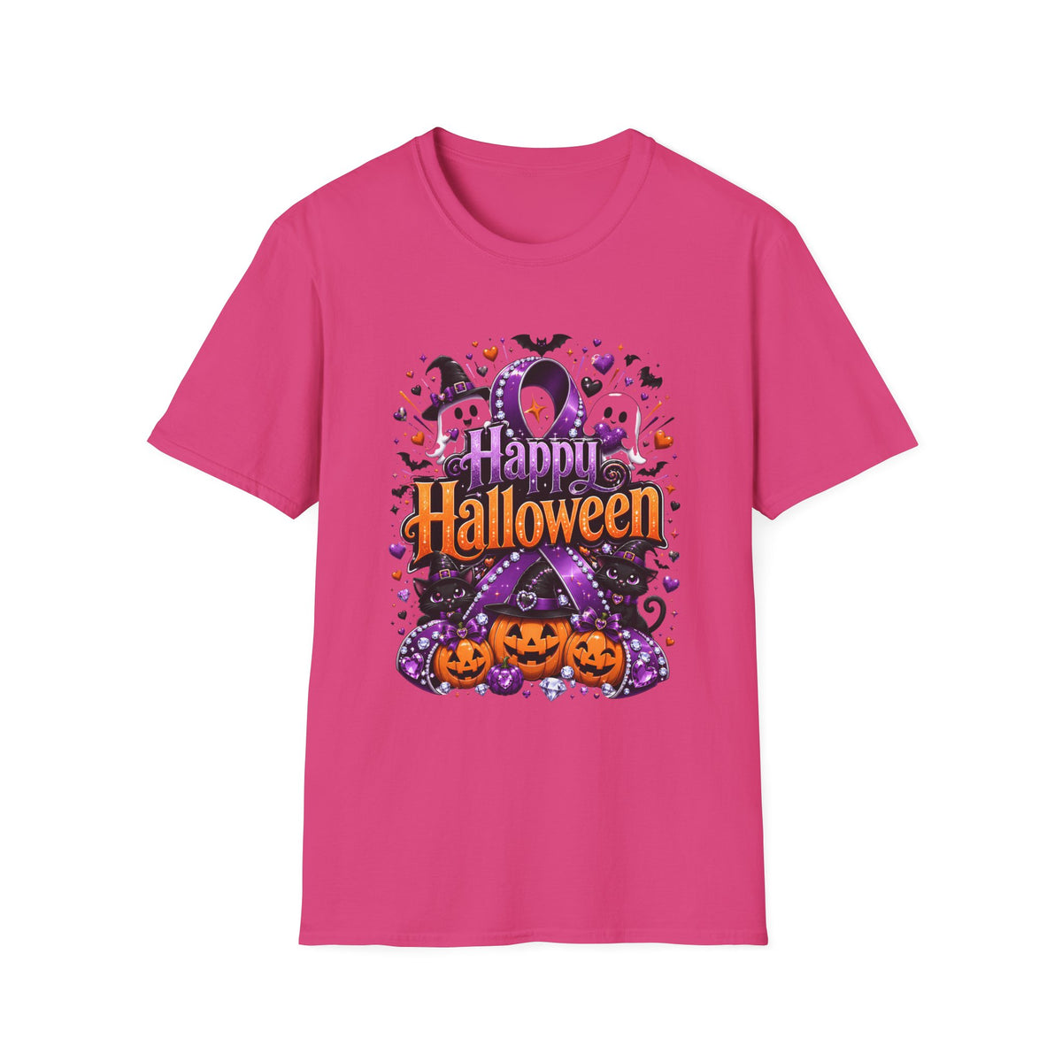 Halloween Ghosts & Pumpkins T-Shirt — "Happy Halloween" Graphic Tee