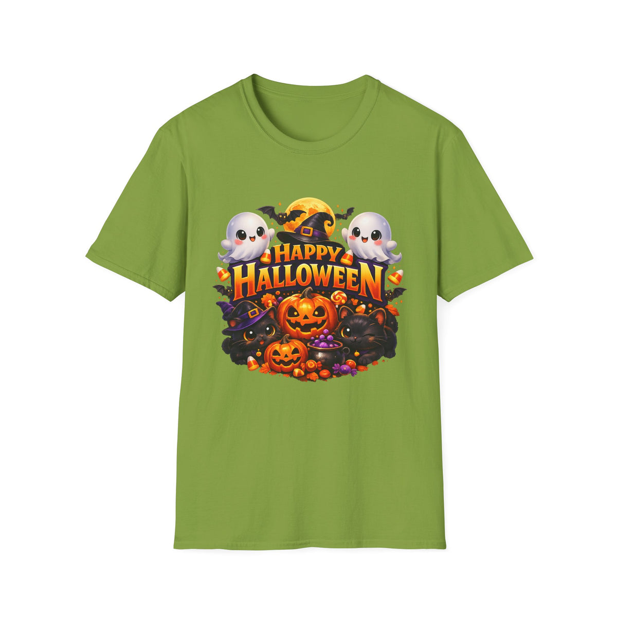 Happy Halloween T-Shirt — Cute Ghosts & Pumpkins Fall Tee
