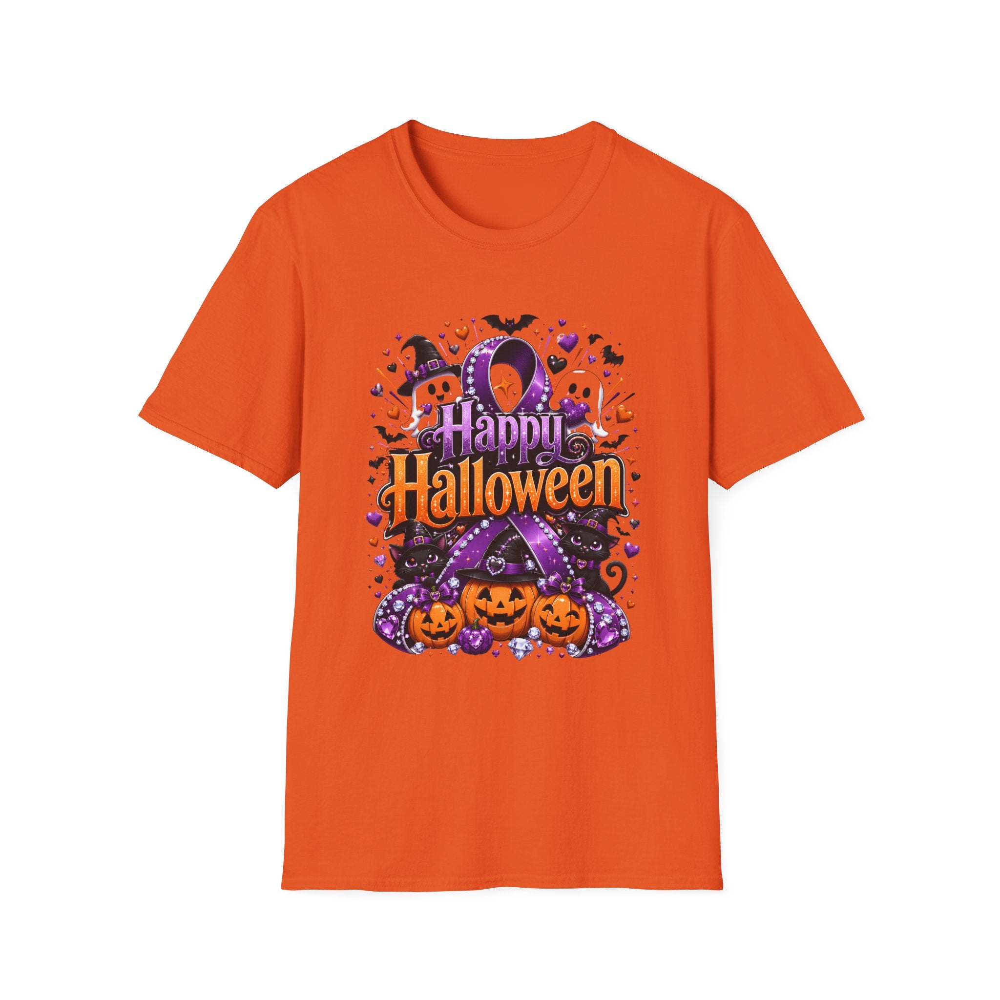 Halloween Ghosts & Pumpkins T-Shirt — "Happy Halloween" Graphic Tee