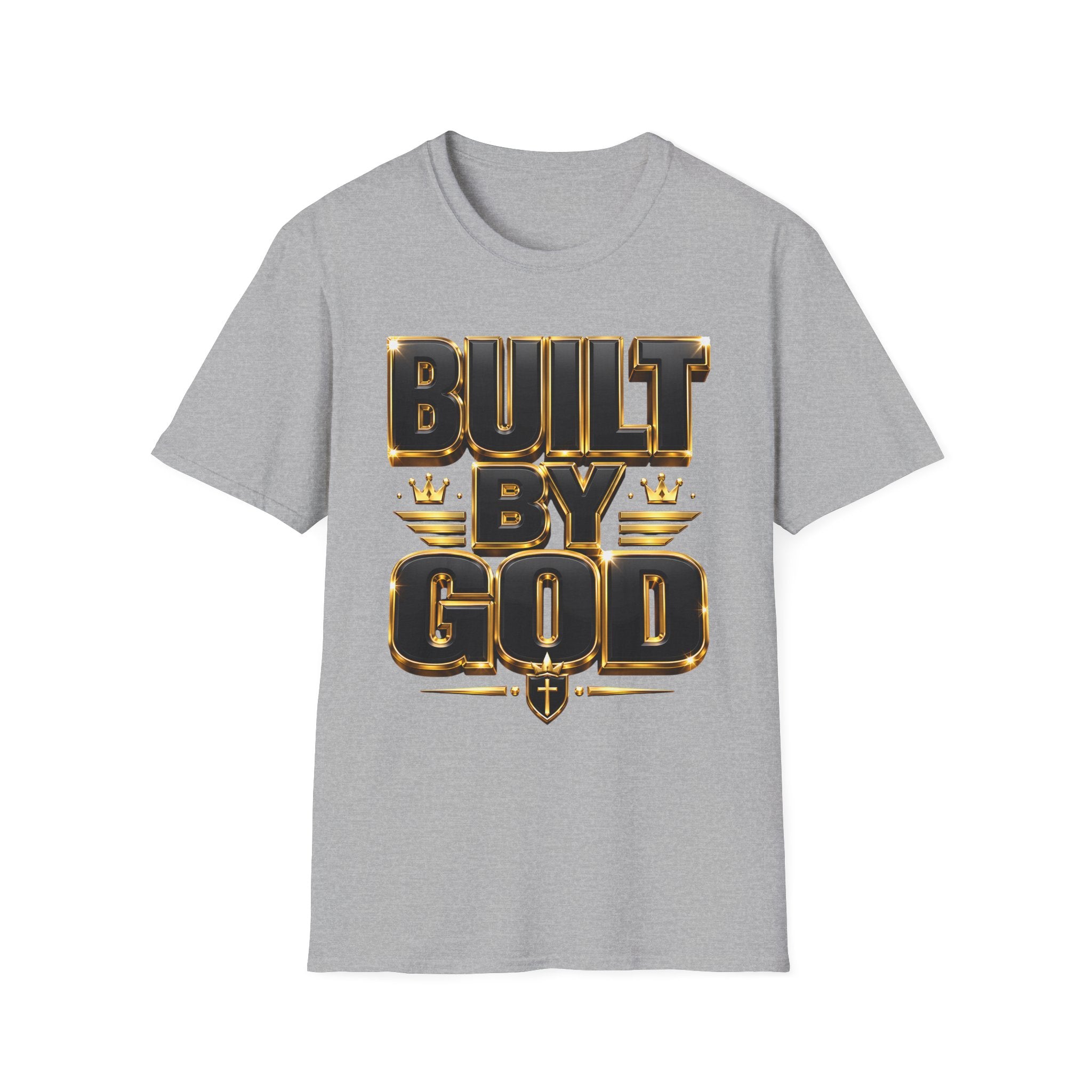 Built By God T-Shirt — Christian Faith Graphic Tee with Gold Crown Design