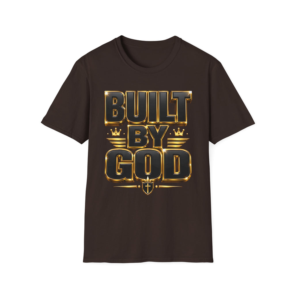 Built By God T-Shirt — Christian Faith Graphic Tee with Gold Crown Design