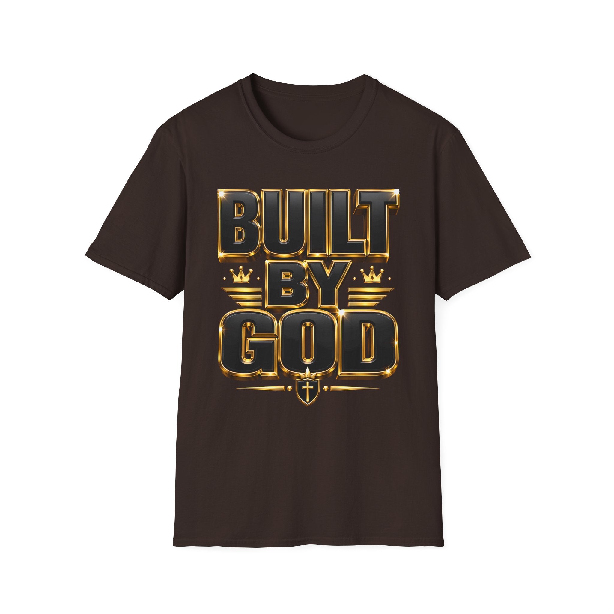 Built By God T-Shirt — Christian Faith Graphic Tee with Gold Crown Design