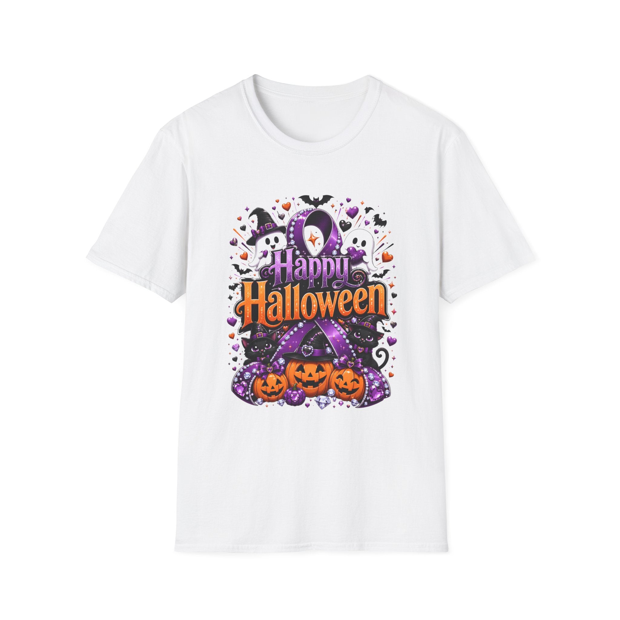 Halloween Ghosts & Pumpkins T-Shirt — "Happy Halloween" Graphic Tee