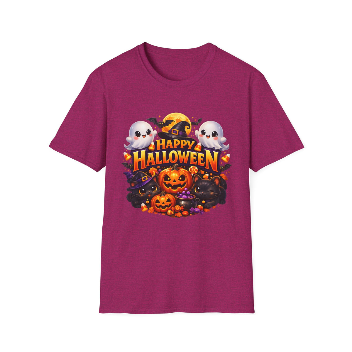 Happy Halloween T-Shirt — Cute Ghosts & Pumpkins Fall Tee