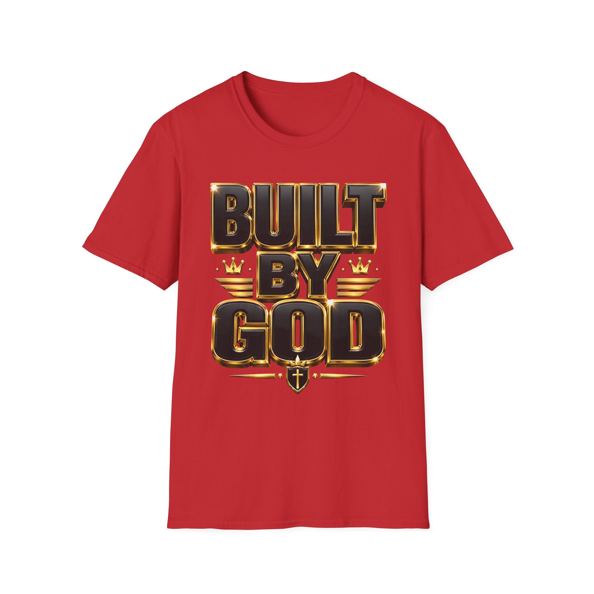 Built By God T-Shirt — Christian Faith Graphic Tee with Gold Crown Design