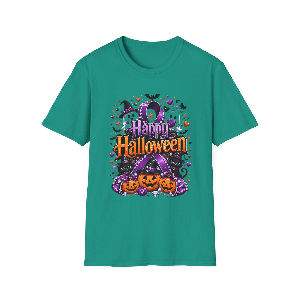 Halloween Ghosts & Pumpkins T-Shirt — "Happy Halloween" Graphic Tee