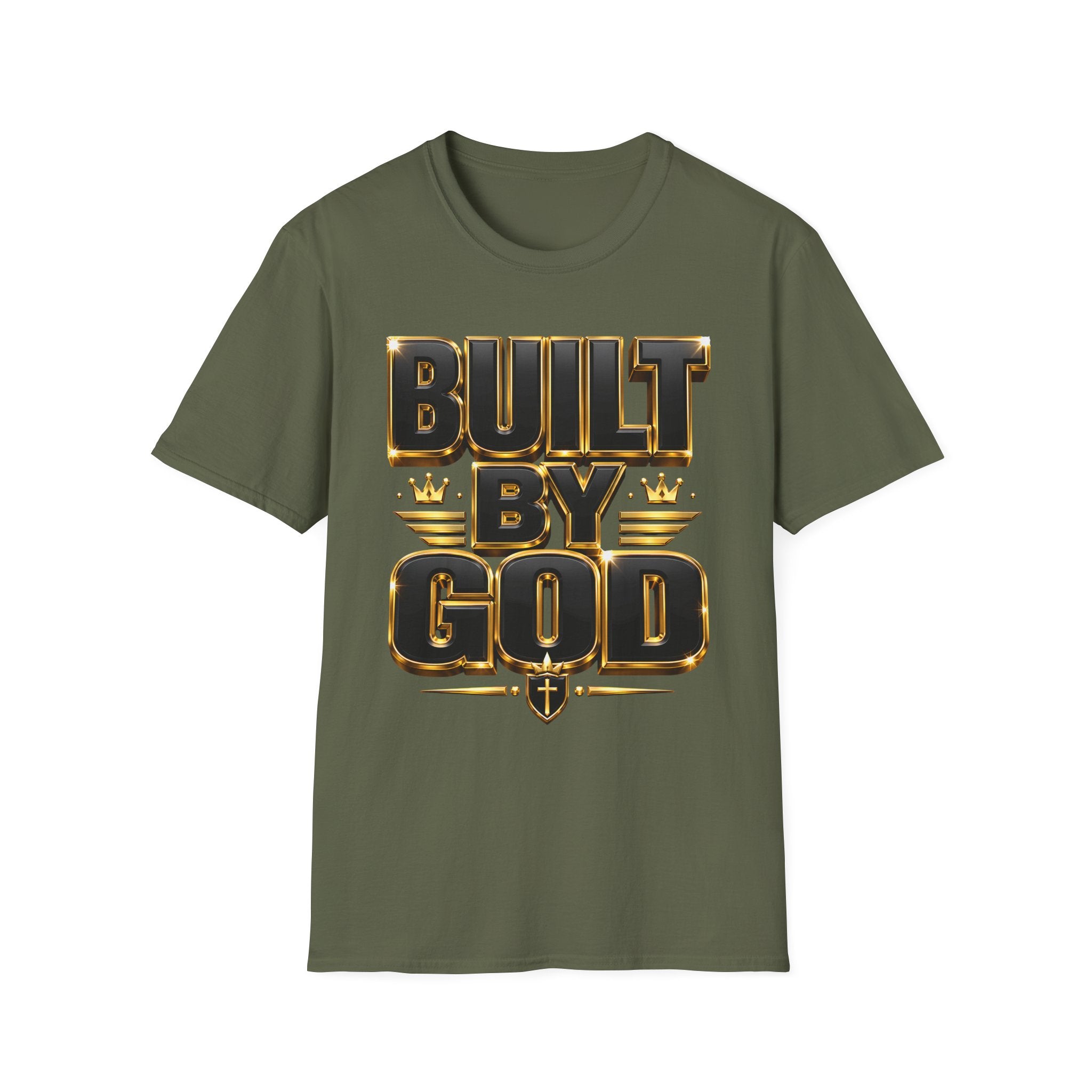 Built By God T-Shirt — Christian Faith Graphic Tee with Gold Crown Design