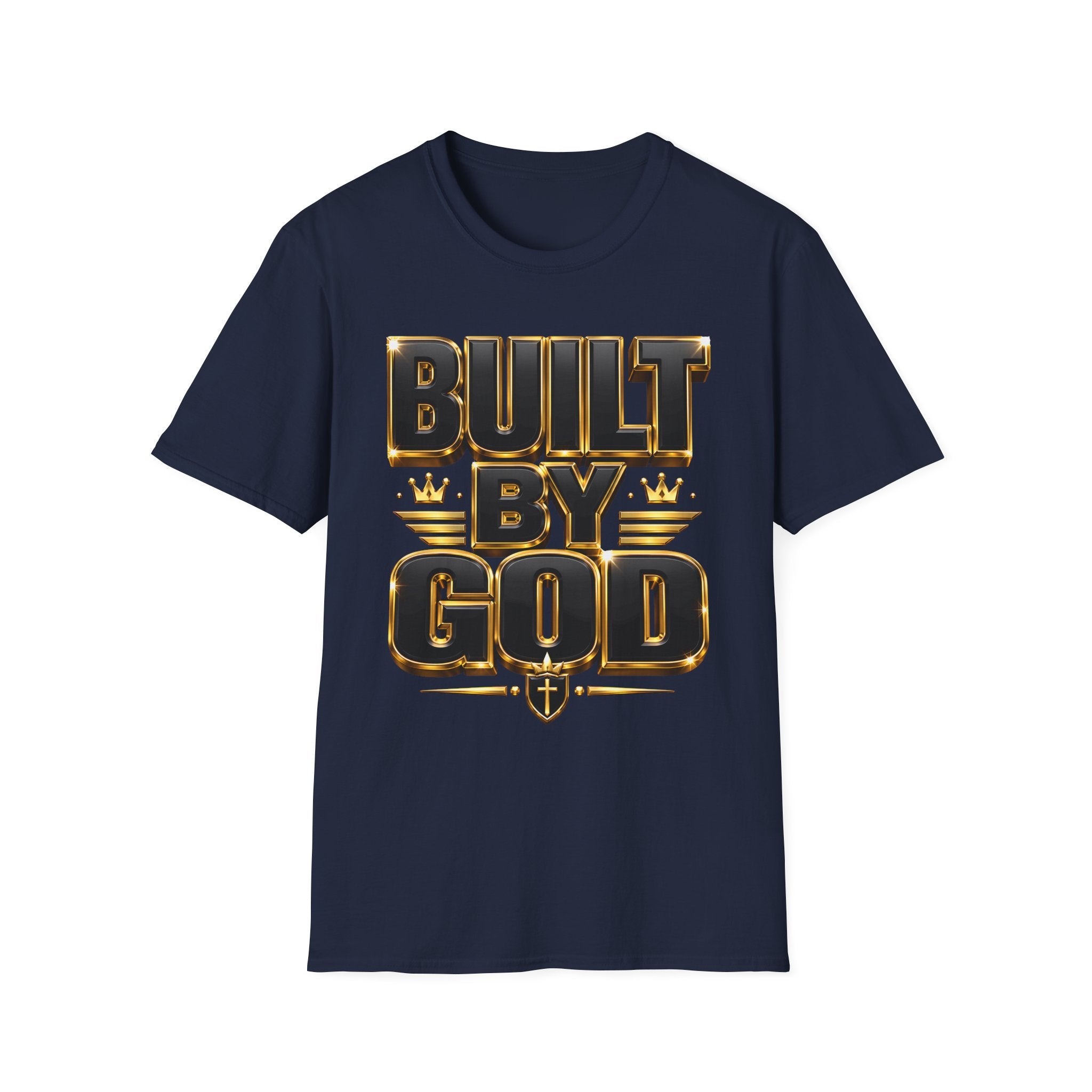 Built By God T-Shirt — Christian Faith Graphic Tee with Gold Crown Design