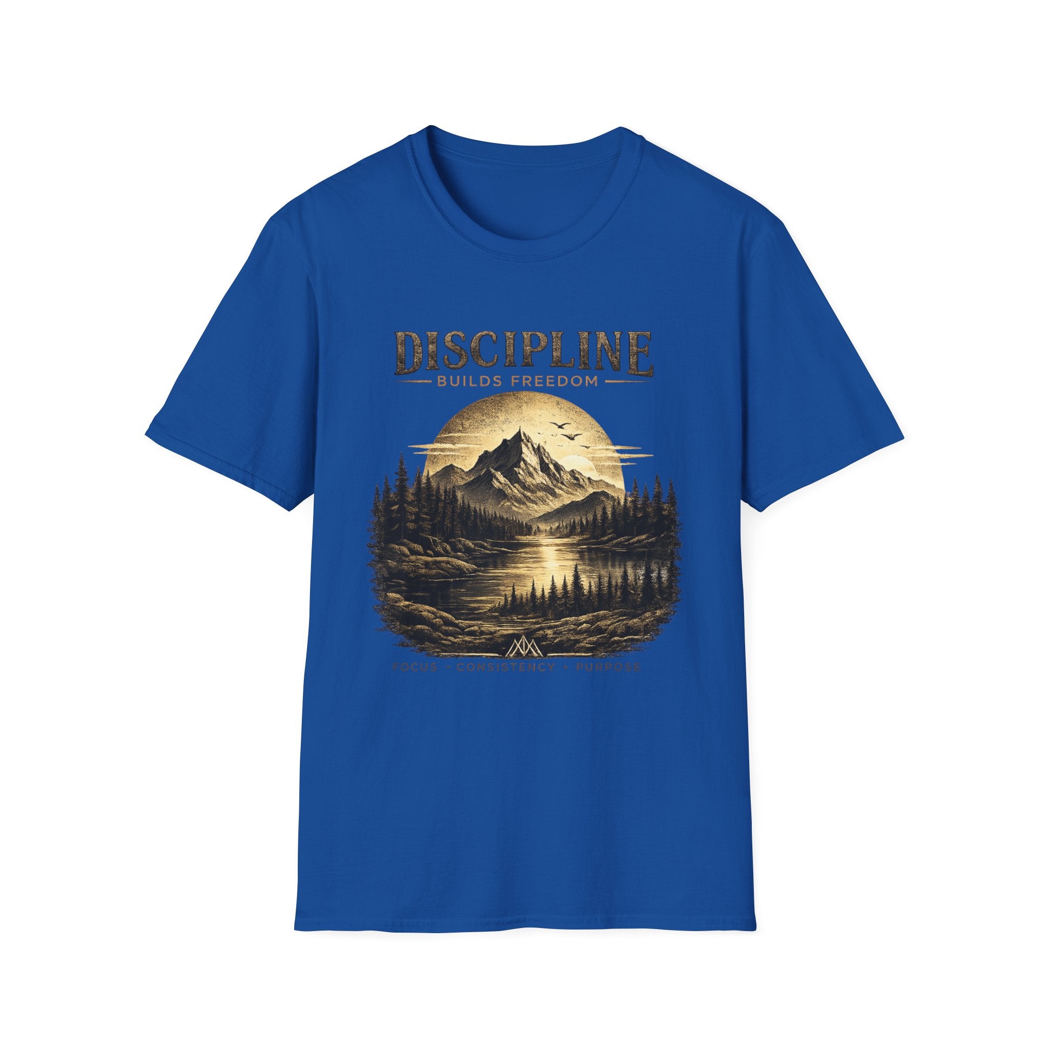 Discipline Builds Freedom Mountain T-Shirt — Inspirational Adventure Graphic Tee