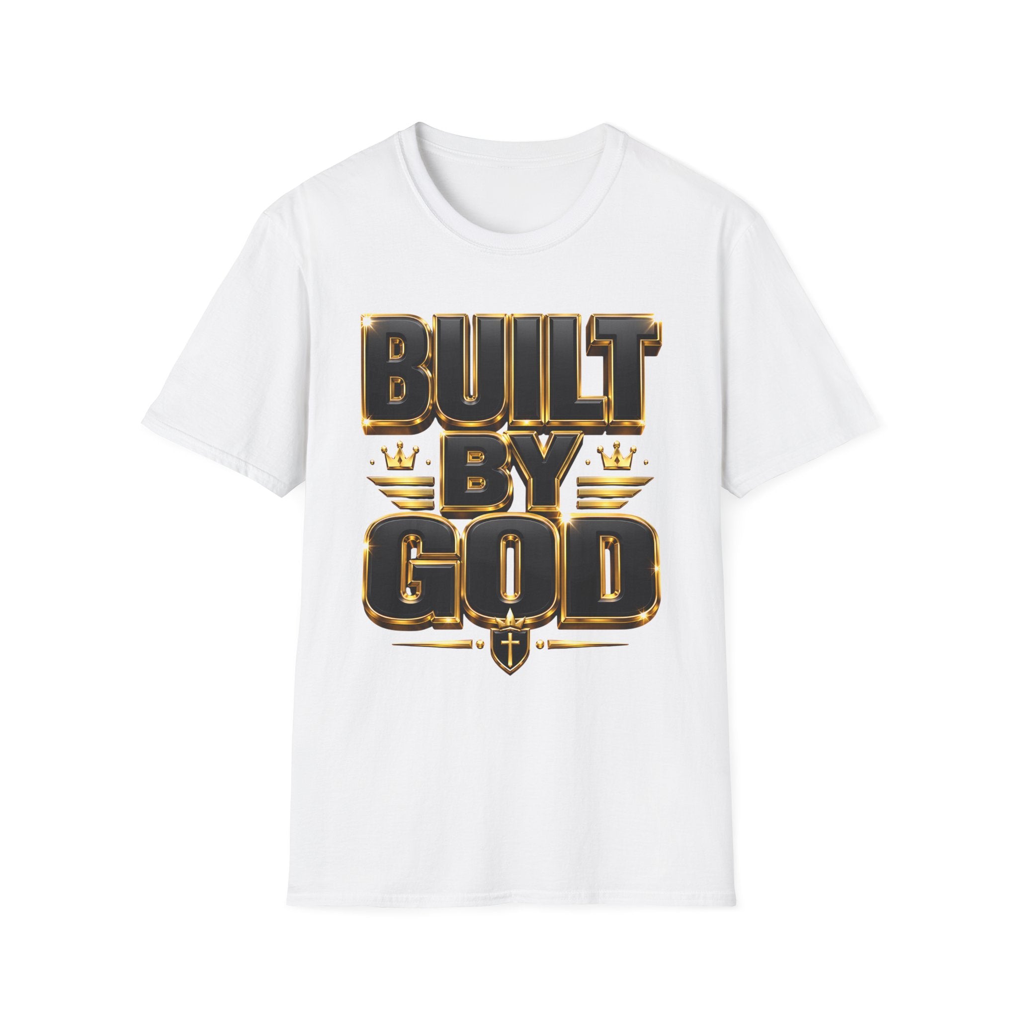 Built By God T-Shirt — Christian Faith Graphic Tee with Gold Crown Design