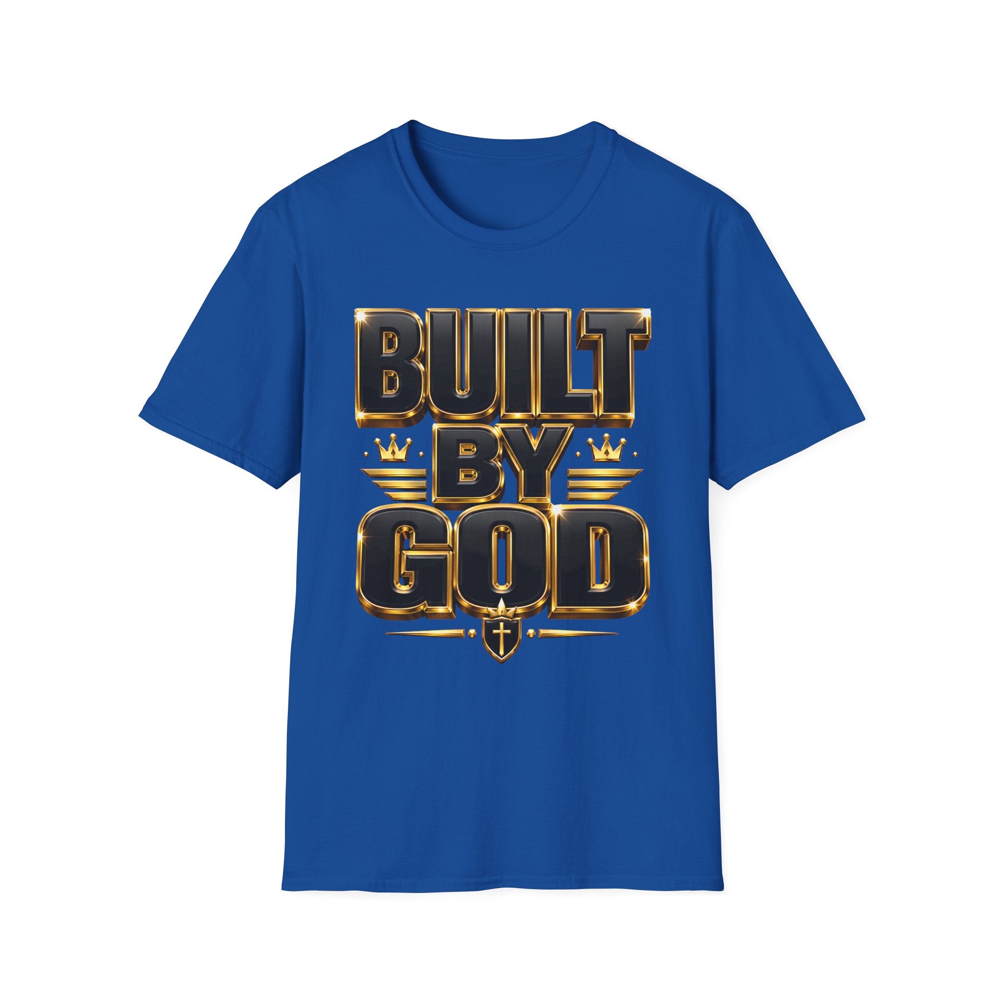 Built By God T-Shirt — Christian Faith Graphic Tee with Gold Crown Design