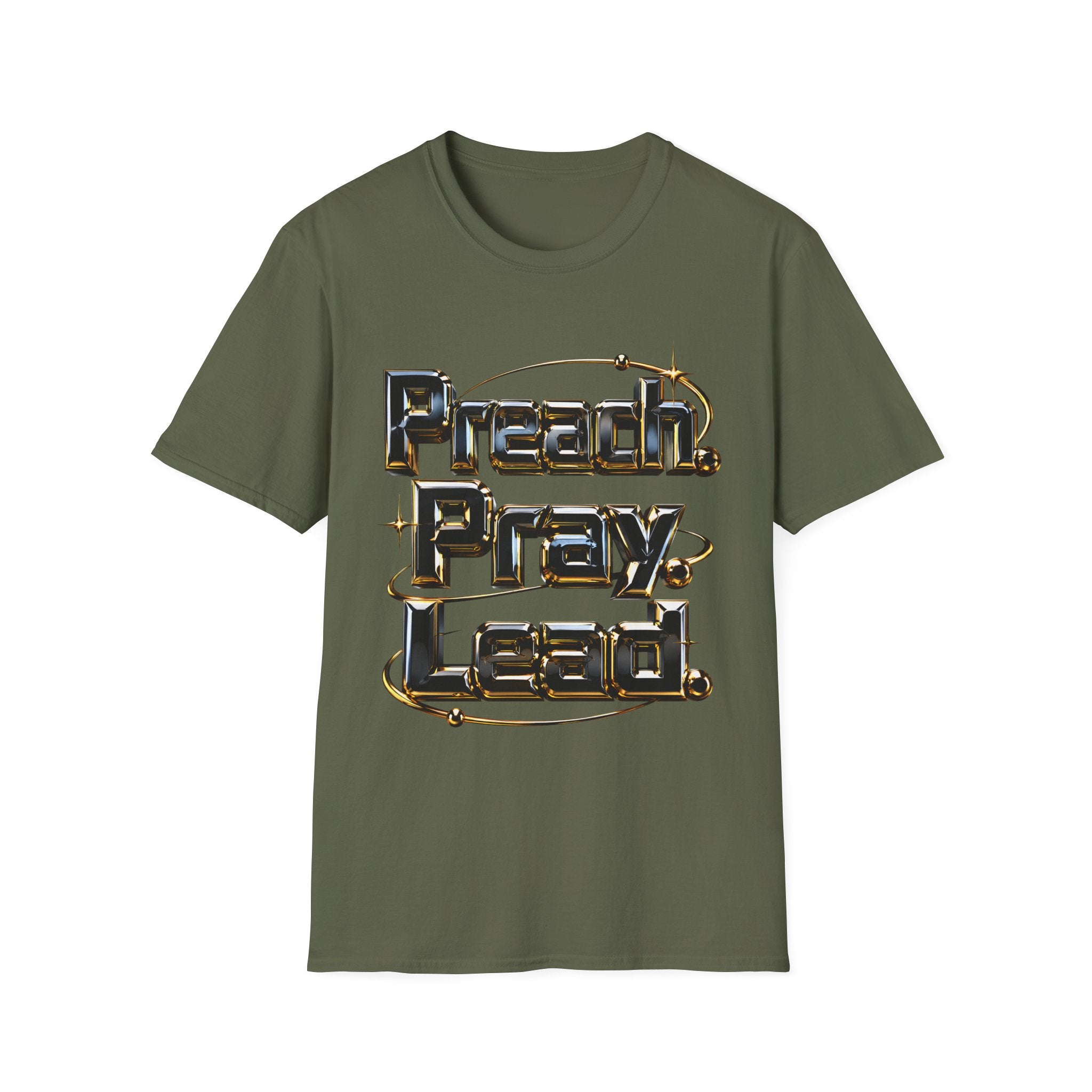 T-Shirt — “Preach. Pray. Lead.” Inspirational Graphic Tee