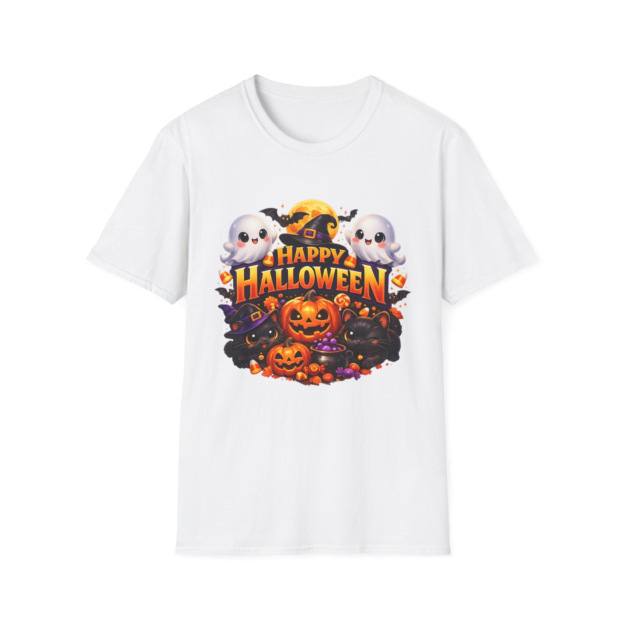 Happy Halloween T-Shirt — Cute Ghosts & Pumpkins Fall Tee