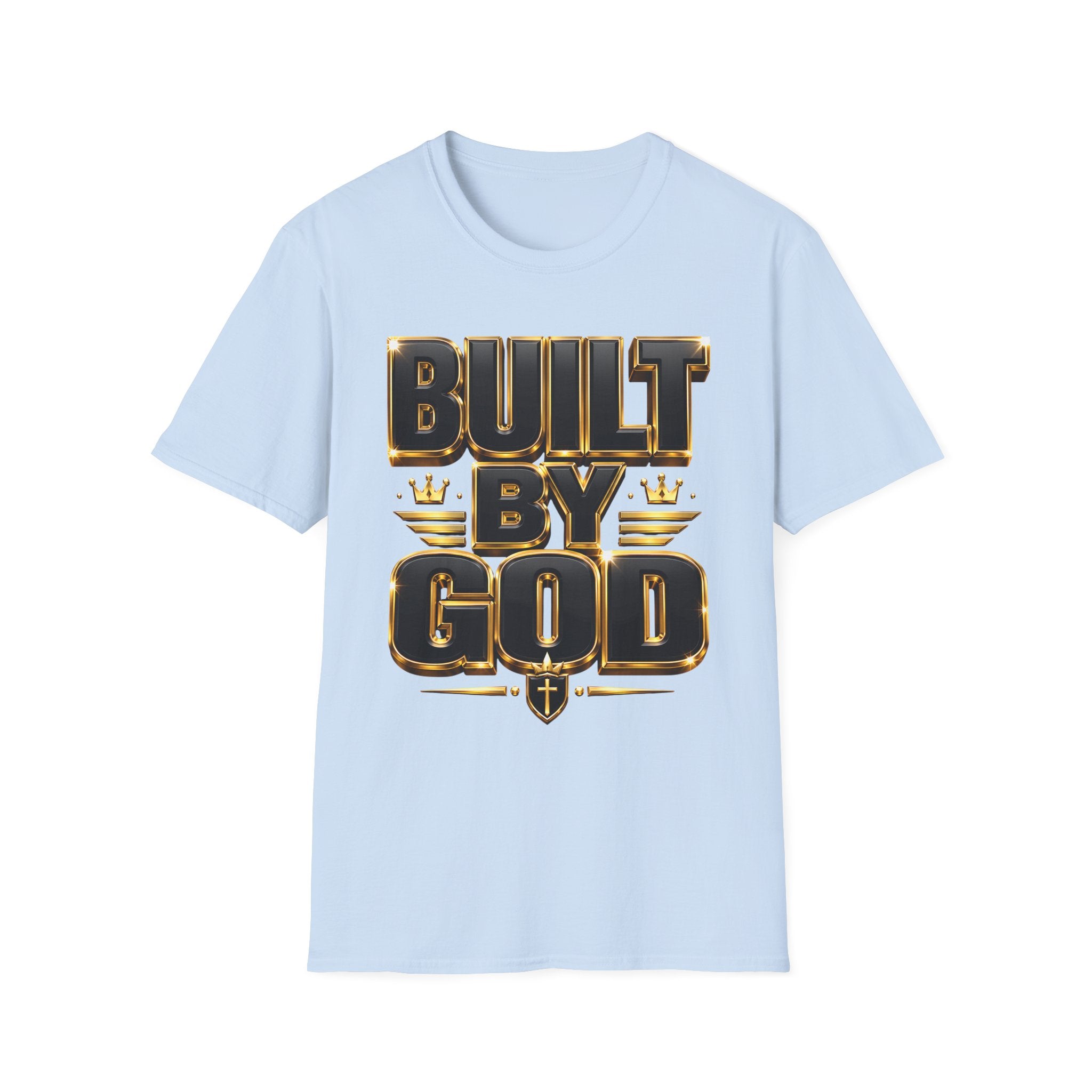 Built By God T-Shirt — Christian Faith Graphic Tee with Gold Crown Design