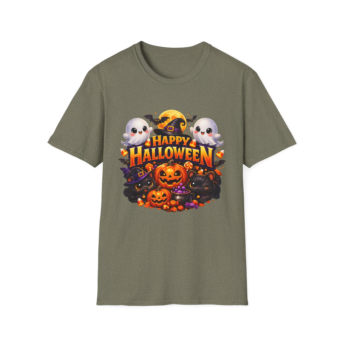 Happy Halloween T-Shirt — Cute Ghosts & Pumpkins Fall Tee